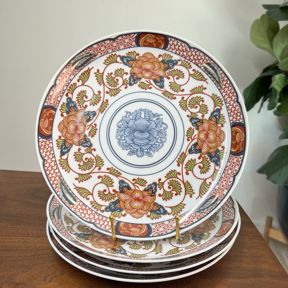 NEW Georges Briard "Peony" 10" Dinner Plate Set Of 4 Japanese Imari Reproduction
